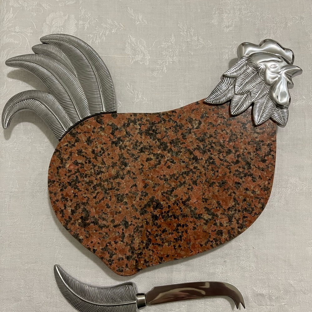 NIB Lenox En Provence Rooster Cheese Board with Knife